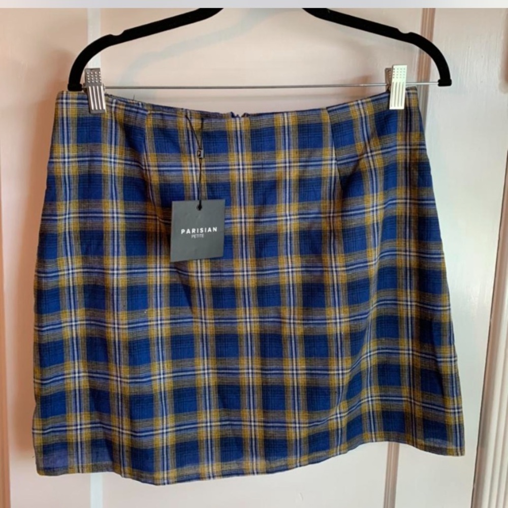 Parisian Petite Blue and Yellow Plaid Skirt